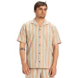 Funktionshemd QUIKSILVER "Sunset Song", Herren, Gr. XL, US-Größen, bran sunset song, 55% Baumwolle, 45% Hanf, Kurzarm, Hemden