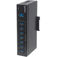 Manhattan 164405 7 Port USB 3.0 Hub (USB-B, Ports), Dockingstation - (USB Hub, Schwarz