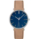 JUNGHANS 47/4255.00 Damen-Armbanduhr Form Beige/Blau