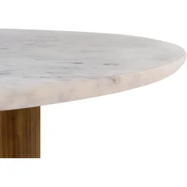 MASSIVMOEBEL24.DE Mango Ø 120 cm braun lackiert / Marmor weiß