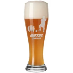 Weizenglas Weißbierglas 0,5 Liter - Spieler mit Bierfass