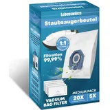 20x GN Staubsaugerbeutel geeignet für Miele Bodenstaubsauger Classic C1, Complete C2, Complete C3, S2, S5, S8, Hyclean 3d Efficiency Staubbeutel mit 5x Motorfilter(Blau)