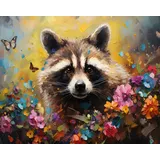 Der Raccoon Malen nach Zahlen Erwachsene, Schmetterlinge und Blumen Malen nach Zahlen, Malen nach Zahlen de Pinsel und Acrylfarbe, 16X20Inch Keine Flammen Malen nach Zahlen Erwachsene Familie Freundes