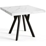 AlpiMeble Quadratischer Esstisch ausziehbar – Moderner Wohnzimmertisch und Küchentisch – Tisch mit Holzbeinen, stabile Konstruktion, Durchmesser 80-130 cm - Farbe Marmur - Kollektion Rico