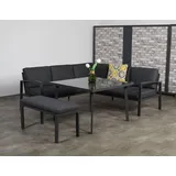 Garden Impressions Dining-Ecklounge "Petone" inkl. Ecksofa, Bank und Tisch schwarz / anthrazit