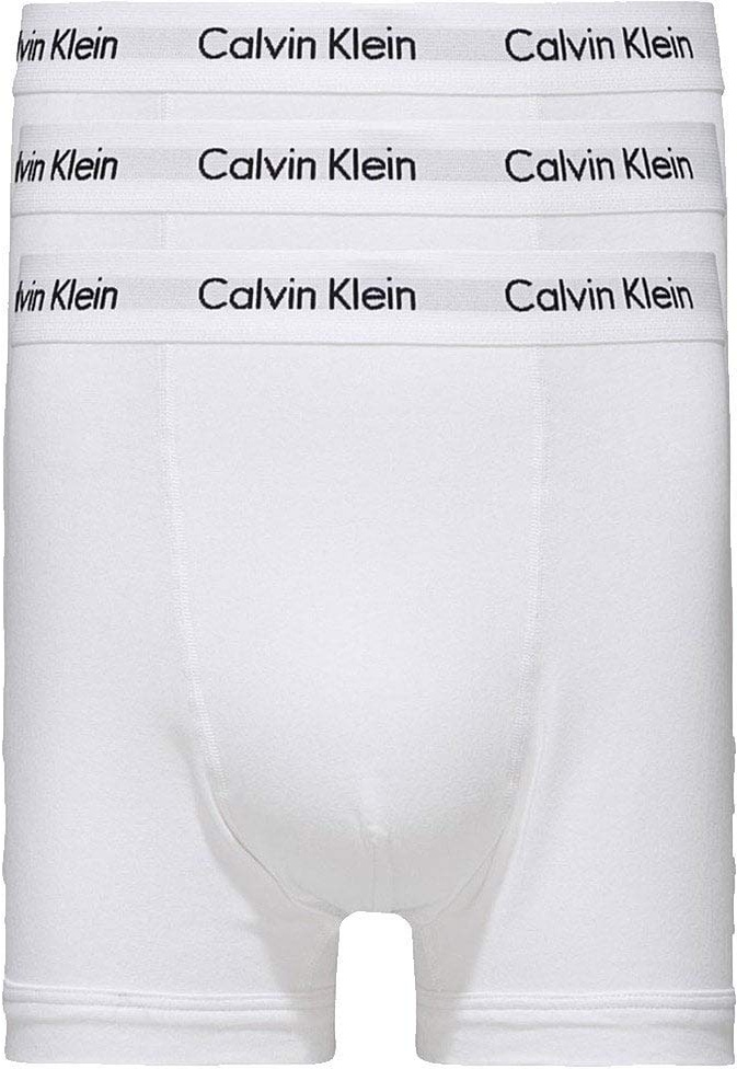 Calvin Klein Herren 3er Pack Boxershorts Trunks Baumwolle mit Stretch, Schwarz ,B-Cool Melon/Glxy Gry/Brn Belt Lg, L, Weiß, S