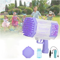 seifenblasenpistole Bazooka Bubble Machine 69-Loch Seifenblasenhersteller Rocket Bubble Launcher,für Erwachsene Kinder Indoor Outdoor Party Hochzeit (Purple)