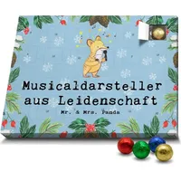 Mr. & Mrs. Panda Schoko Adventskalender Musicaldarsteller Leidenschaft - Blau Pastell - Geschenk, Schokoladen Adventskalender, Jubiläum, Abschied,... - Blau