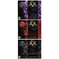 L'OR Supreme Nespresso®* Pro kompatible Kapseln, Pads, 50x Lor Ristretto Kaffeekapseln + Lor Lungo Intense Kaffeekapseln + Lor Espresso Intense Kaffeekapseln