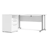 VCM ebuy24 Eckschreibtisch, Weiß, 159x75x151 cm, Arbeitszimmer, Schreibtische, Schreibtischkombination