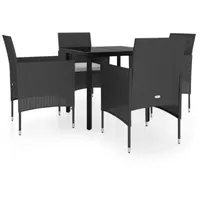 VidaXL 5-tlg. Garten-Essgruppe mit Kissen Schwarz
