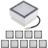 ledscom.de 10 Stück LED Pflasterstein Bodeneinbauleuchte CUS für außen, IP67, eckig, 10 x 10cm, warmweiß