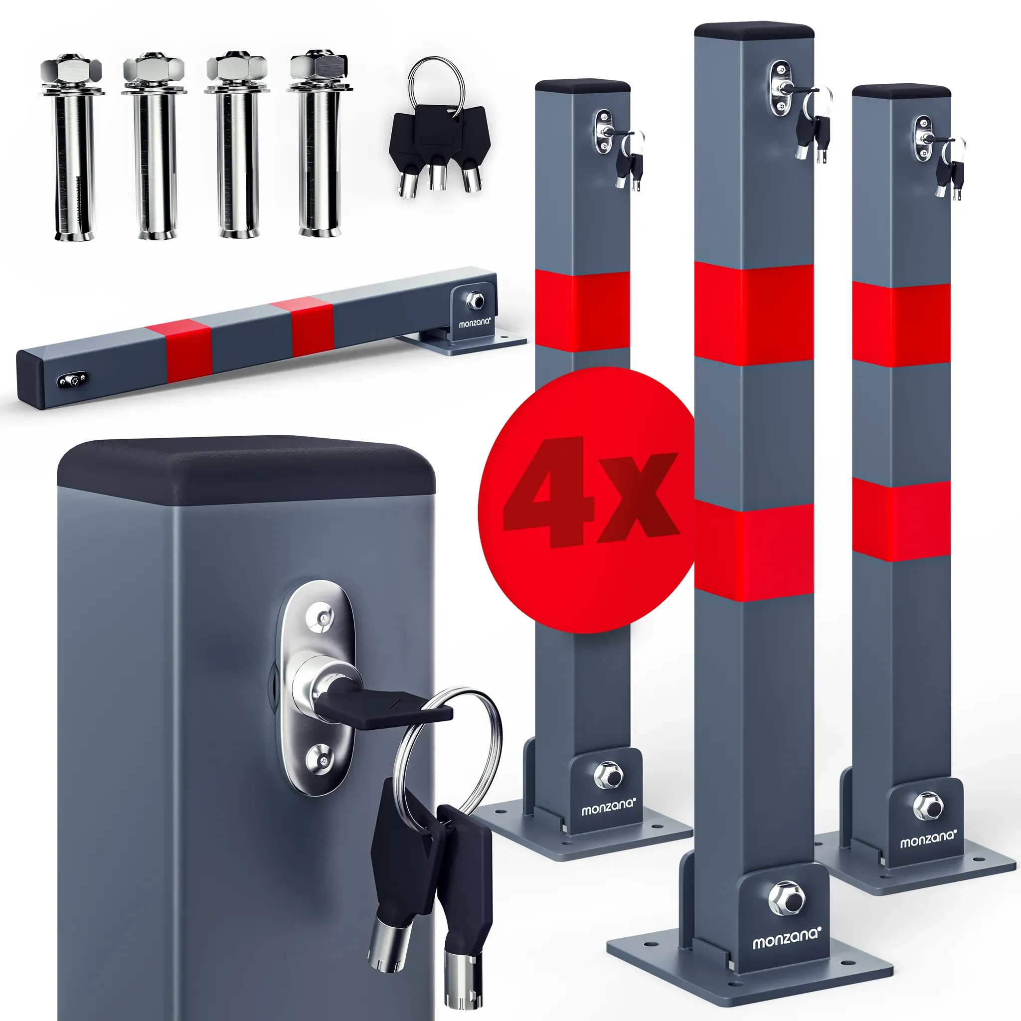 Parking Bollard 4Pcs Set Foldable