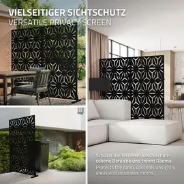 ML-Design Metall-Sichtschutz Torino 90x180 cm aus Stahl Raumteiler mit 3 Paneele, Trennwand erweiterbar mit Ständer, Paravent Deko Sichtschutzwand