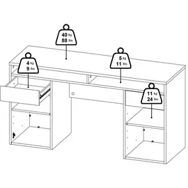 VCM FunctionPlus Schreibtisch 2 Türen 2 Schubladen Nussbaum Nachbildung. - Braun