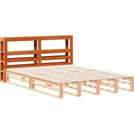 vidaXL Kopfteil mit Ablagen Wachsbraun 160 cm Massivholz Kiefer