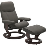 Stressless Relaxsessel STRESSLESS Consul Sessel Gr. Leder PALOMA, Classic Base Wenge, PlusTMSystem-Gleitsystem-Rela x funktion-Drehfunktion-Kopfstützenverstellung-Rückteilverstellung, B/H/T: 85 cm x 100 cm x 77 cm, grau (metal grey paloma) Lesesessel und Relaxsessel