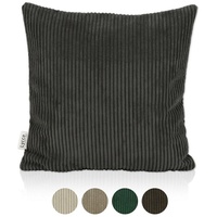 Lycce Dekokissen Kissenbezug 50x50 cm, Cordstoff dunkelgrau - Weich,