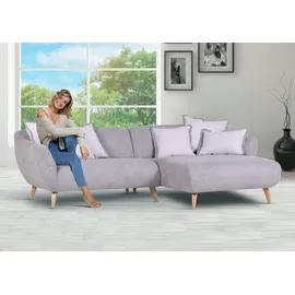 GUTMANN FACTORY Ecksofa - Mikrofaser - mit 6 Kissen in creme