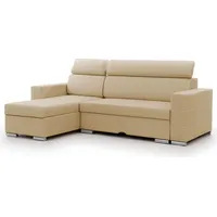 Fun Möbel Ecksofa Schlafsofa Sofa CANTON in Stoff Liverpool Beige Ottomane Links - Beige