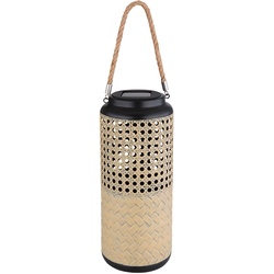 Solarleuchte Lampe Bambus Garten Solarlampen Rattan Balkon Solar Laterne zum hinstellen und aufhängen, 1x LED warmweiß, DxH 12 x 45 cm