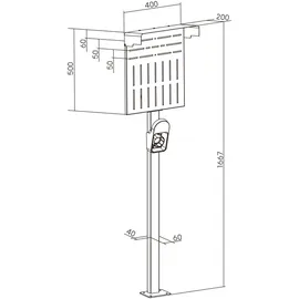 InLine Universal Wallbox-Standfuß XL mit EV-Ladekabel Halterung