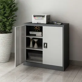 [en.casa] Aktenschrank, Molise Stahl Dunkelgrau/Lichtgrau