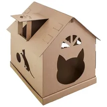 Petigi Auswahl Katzenhaus Katzenburg Katzenhöhle Katzenturm Katzennest Kratzmatte Haus aus Pappe Kartonhaus mit Kratzpappe Kratzbrett Katzenmöbel, Modell:Katzenhaus 03