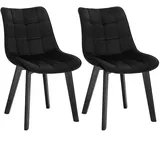 2 x Esszimmerstühle Küchenstuhl mit Lehne aus Samt Holz Schwarz BH274sz-2