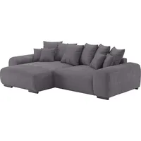 Ecksofa HOME AFFAIRE "Sundance" Sofas Gr. B/H/T: 318cm x 92cm x 188cm, Cord, Recamiere links, grau (stripes 8629 stone) Dauerschläfer mit EasyBett-Schlaffunktion, Bettkasten und Topper