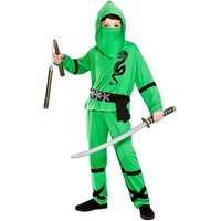 Boy 's Green Power Ninja Fancy Dress Costume Age 5-7, Childs -> Age 5-7 grün