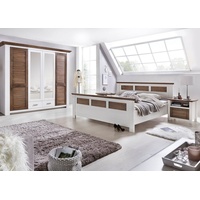 Empinio24 Schlafzimmer-Set »Laguna«, (Spar-Set, 4-St., mit Schrank 235 cm + Bett 180x200 + 2x Nachttische) braun|weiß