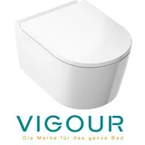 Vigour WHITE Wand wc PowerFlush spülrandlos mit SoftClose TakeOff WC-Sitz, weiß