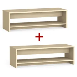 Umkleidebank mit schuhablage 1+1 GRATIS, verstärkt, 1500 mm breit, Birke