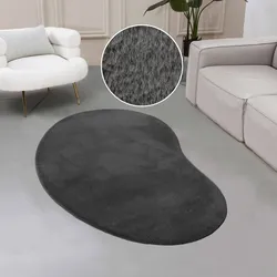 Fellteppich »Balu Bean, Kaninchenfell«, U-förmig, 20 mm Höhe, Kunstfell Teppich, Modern, weich, Wohnzimmer, Schlafzimmer, 27402438-73 anthrazit 20 mm