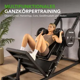 Tunturi Leg Press/Hack Squat Kraftstation – Plate-Loaded Heimtrainer – Beintraining schwarz