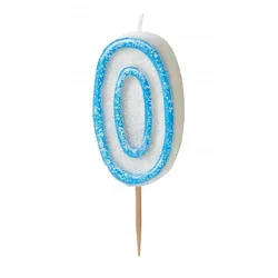 Kerze Zahl 0 blau