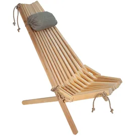 EcoFurn - Ecochair Skandinavischer Gartenstuhl Holz Erle Natur Mit Nackenkissen