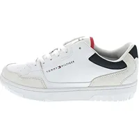 Tommy Hilfiger TH BASKET CORE LTH MIX Cupsole Sneaker Herren, Weiß (White), 40 EU