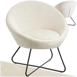 Tectake tectake® Cocktailsessel, gepolstert, mit Bouclé- oder Samtbezug, pulverbeschichtetes Stahlgestell, 83 x 73 x 82 cm