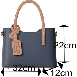 KMISSO 30637 Henkeltasche Leder Blu/Cuoio