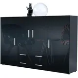 Vladon Highboard 166,5 x 106,5 x 35 cm Anthrazit matt / Schwarz Hochglanz