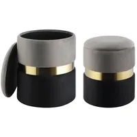 EGLO LIVING 2er Set Hocker mit Stauraum Mashike, Elegante Sitzhocker