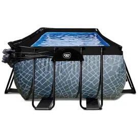 EXIT TOYS Stone Pool 400 x 200 x 122 cm inkl. Sandfilterpumpe + Abdeckung
