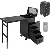 OUBUBY Kosmetikkoffer Trolley 2 in 1 Kosmetikkoffer Groß Kosmetik Trolley Make up Koffer Schminkkoffer mit Rollen & 4 Schubladen Friseurkoffer Alu Beauty Case Nagelkoffer Multikoffer (Schwarz)