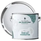 MissPompadour Wandfarbe Weiß mit Charakter - matte Wandfarbe mit sehr hoher Deckkraft 2,5 L, geruchsneutrale und spritzfreie Innenfarbe, wasserbasiert weiß