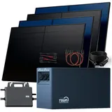 sunniva Balkonkraftwerk Full Black Bifazial 2000 W inkl. 2,01 kWh Speicher + 4 x 500 W N-Typ Glas-Bifacial Module