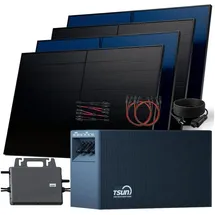 sunniva Balkonkraftwerk Full Black Bifazial 2000 W inkl. 2,01 kWh Speicher + 4 x 500 W N-Typ Glas-Bifacial Module