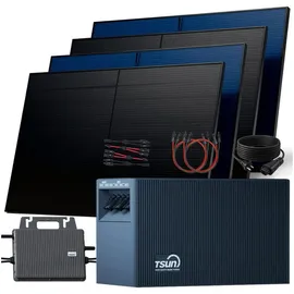 sunniva Balkonkraftwerk Full Black Bifazial 2000 W inkl. 2,01 kWh Speicher + 4 x 500 W N-Typ Glas-Bifacial Module