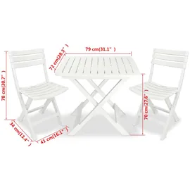 vidaXL Bistroset 3-tlg. weiß klappbar